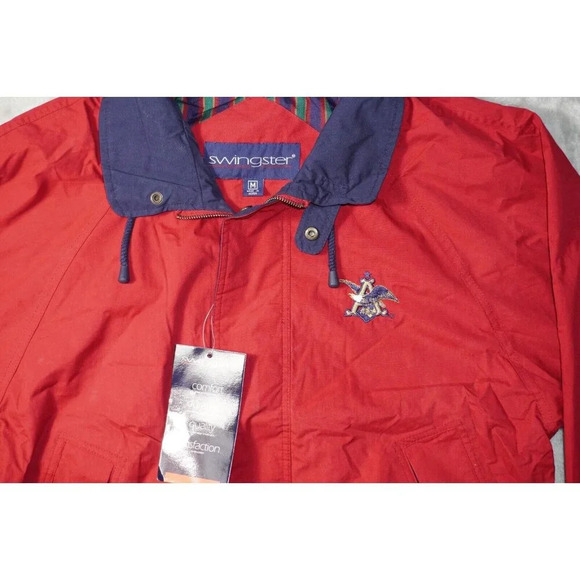 VTG Anheuser Busch Coachs Jacket Mens Red Medium Made in USA Beer Eagle Logo - Picture 4 of 13